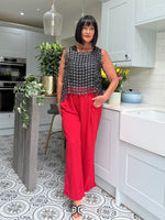 Red Wide Leg Pocket Trousers Claudia